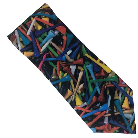 Multicolor Golf Tees Tie - Picture 2 of 7